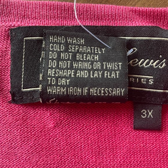 TERRY LEWIS New Cascading Open Cardigan 65% Silk 45% Cotton Fuchsia, Size 3X - Picture 7 of 10